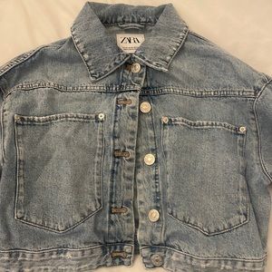 zara mini cropped denim jacket